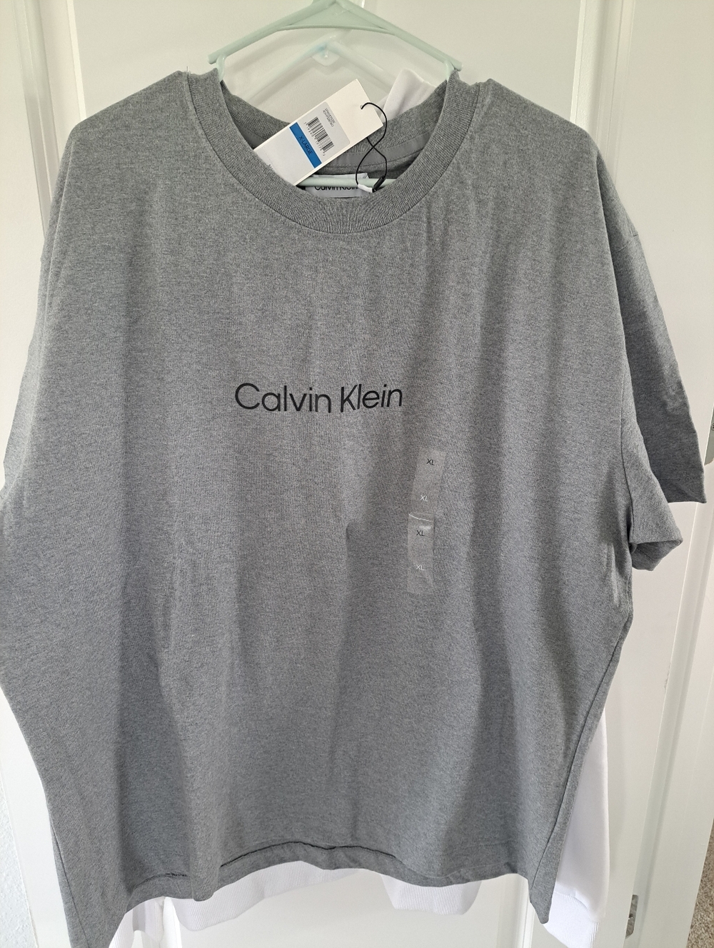 Calvin Klein Gray Logo Short-Sleeve Crew Neck Tee